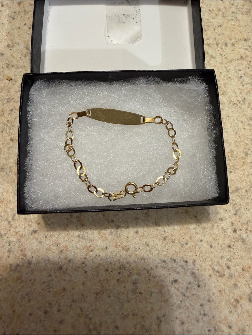 Classic Gold ID Chain Bracelet for Kids - Polished Plate Link